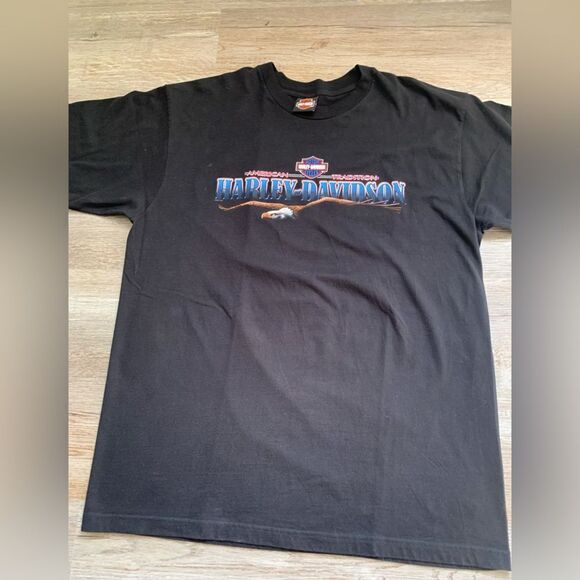 VTG Harley T-shirt Eagle Naples Florida Black Graphic T-shirt Size L XL Biker - Picture 4 of 7